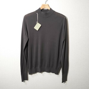 メンズ M ジョンスメドレー 最高級コットン 長袖モックネックセーター OAKDALE CHOCOLAT JOHN SMEDLEY イギリス製★同梱不可