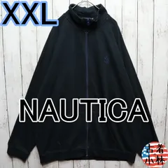 メンズXXL 【A品】   NAUTICA ノーティカ  スウェット ジップアップ ジャケット 裏起毛 刺繍ワンポイントロゴ 無地 ワンポイント 後染め 黒染めブラック 黒 普通 USA古着 00511