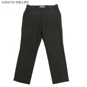 A DAY IN THE LIFE ユナイテッドアローズ 秋冬 ウール★ ツイード 斜めストライプ スラックス パンツ Sz.S　メンズ グレー　C3B03715_A#Q