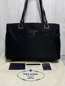 良品　PRADA プラダ　三角プレート　ブラック　黒色　ナイロン　ハンドバッグ　トートバッグ　肩掛けショルダーバッグ　BR1165