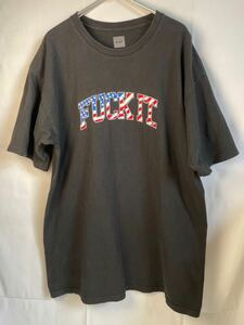【古着】HUF “FUCK IT” 星条旗 Tシャツ 黒L ハフナゲル