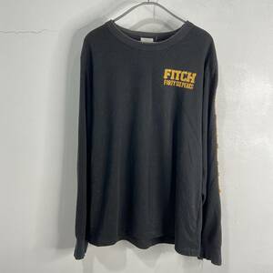 ☆送料無料☆Abercrombie&Fitch☆アバクロ☆長袖Tシャツ☆ビンテージ加工ワッペン☆黒☆XL☆E23