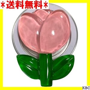 ぷっくりフラワー チューリップ 磁力吸着 マグネット 携帯リング グリップ 立体 光沢 花 かわいい ピンク 183