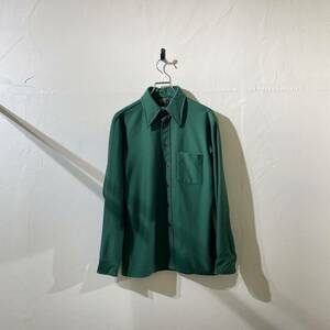 vintage us 70s poly shirt ビンテージ 古着 長袖シャツ ポリシャツ デザインシャツ ボックスシルエット プレーンシャツ