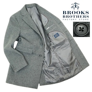 【S3180】【新品同様】BROOKS BROTHERS346 ブルックスブラザーズ チェスターコート ウールコート ツイード ヘリンボーン サイズ38