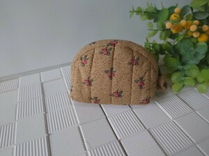 ★★★ ハンドメイド 　ミニポーチ 【花柄　ベージュ】★★★