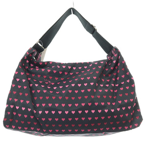 未使用品 レスポートサック LesportSAC ハート柄 DAPHNE SHOULDER BAG ハンドバッグ ロゴ 黒 ブラック ピンク /SR16 レディース