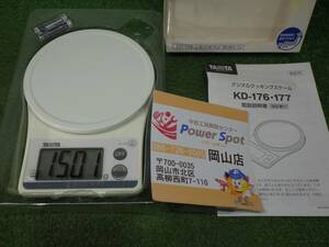 薄型★タニタ クッキングスケール ホワイト 2kgまで 1g表示 KD-176-WH デジタルお料理はかり TANITA 中古美品 240906