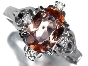 OL14137T【1円～】新品【RK宝石】≪Topaz≫ 極上ロゼカラー!! 極上インペリアルトパーズ 大粒1.57ct 極上ダイヤモンド Pt900 高級リング