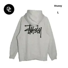 【美品】Stussy ステューシー ショーンフォントロゴ ジップパーカー 灰 L