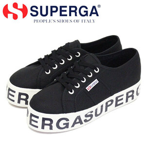 SUPERGA (スペルガ) 2790-COT W OUTSOLE LETTERING キャンバススニーカー レディース 999 BLACK SPG022 37-約23.5cm-24.0cm