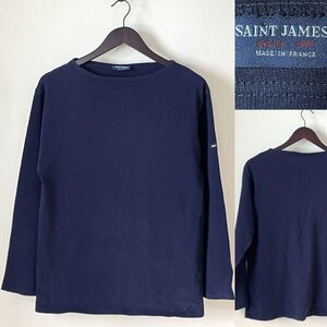 【国内正規品 フランス製】SAINT JAMES セントジェームス やや厚手 ウエッソン 無地 ソリッド バスクシャツ サイズ4 男女兼用 M ネイビー