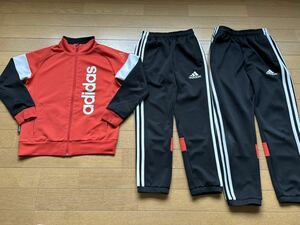 130cmぐらい アディダス ジャージ上下 3点セットadidas レッド ブラック