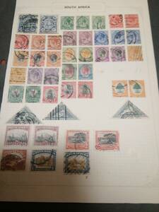 英領南アフリカ（1)、1900/1950頃 旧いアルバムリーフに貼付、ニヵ国語ペア／高額／不足税/公用切手を含む良質コレクション、