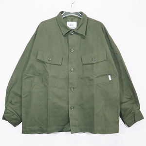 WTAPS ダブルタップス 23AW CBW/LS/COTTON.TWILL BDUタイプ ロングスリーブ コットン ツイル シャツ オリーブドラブ 長袖 サイズ03(L) sepk