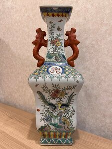 旧蔵 古美術 中国古玩　大清康熈年製　時代物 高さ約47センチ　横約18センチ