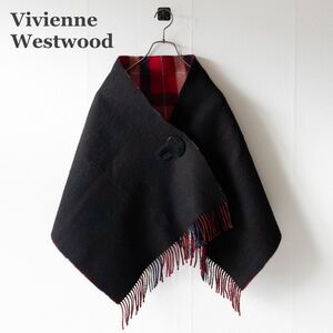 【Vivienne Westwood】ヴィヴィアンウエストウッド　ボタン付きウールストール　リバーシブル