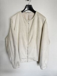 ZARA MAN ノーカラー ジャケット XL フェイクスウェードレザー / オーバーサイズ アイボリー メンズ　ザラメン