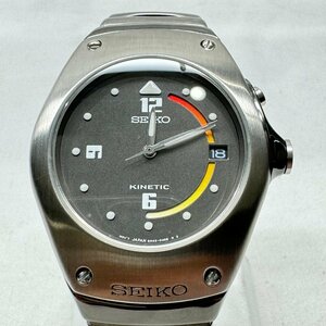 【稼働品】SEIKO セイコー ARCTORA KINETIC アークチュラキネティック 5M42-0E30 デイト グレー文字盤 自動巻き 純正ベルト 中古品