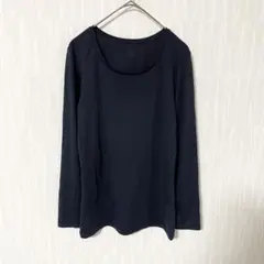 a6531【UNIQLO】ヒートテックTシャツ 長袖 ネイビー M