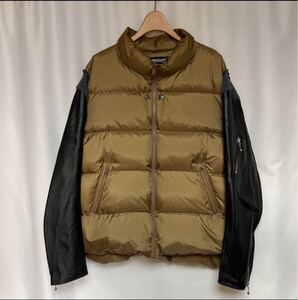 UNDERCOVER アンダーカバー 22AW LEATHER SLEEVE DOWN JACKET レザースリーブダウンジャケット ブラウン×ブラック　サイズ4 袖レザー