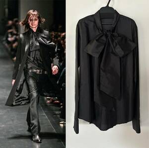 05AW　ディオールオム　シルクタイシャツ　37　リボン　ストール　エディ　Dior Homme