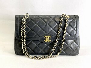 ワケあり CHANEL シャネル マトラッセ チェーンショルダー Wフラップ ラムスキン パリ限定 Gシール無[03-4815