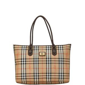 バーバリー ノバチェック トートバッグ ハンドバッグ ベージュ ブラック キャンバス レザー レディース BURBERRY 【中古】