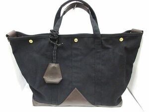 ☆PORTER ポーター 吉田カバン 2way TOTE BAG トートバッグ キャンバス×レザー ブラック×ブラウン ショルダー紐欠品 中古☆