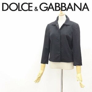 ◆DOLCE&GABBANA ドルチェ＆ガッバーナ シルク混 七分袖 ジャケット 黒 ブラック 38