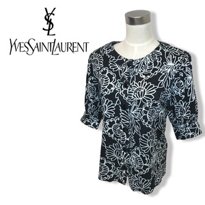 訳アリ 80s 90s vintage★Yves Saint Lauren イヴサンローラン★レディース 花柄 総柄 半袖 ジャケット 夏物 シャツジャケット 管:C:01