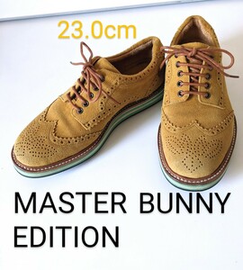 MASTER BUNNY EDITION 23cm マスターバニーエディション 本革スエード スパイクレス レディース ゴルフシューズ ウイングチップ イエロー