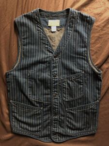 【傑作】極美品 RRL REYNOLDS WABASH VEST ダブルアールエル ウォバッシュ ワバッシュ インディゴ デニム ワーク ストライプ ベスト S