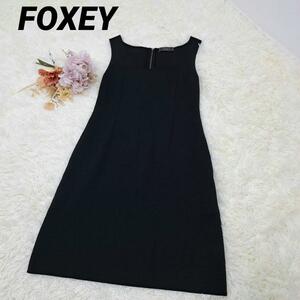 【極美品】 FOXEY　フォクシー　ワンピース　ドレス　ノースリーブ　黒　40　L