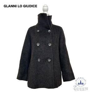 ☆美品☆ GIANNI LO GIUDICE ジャンニロジュディチェ ジャケットアウター ピーコート 起毛 レディース ブラック 42 アルパカ 日本製 i-1