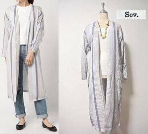 【SALE】◎美品！Sov.【ソブ】TWOビートストライプノーカラー 定価29,000円+税 DOUBLE STANDARD CLOTHING(ダブルスタンダードクロージング)