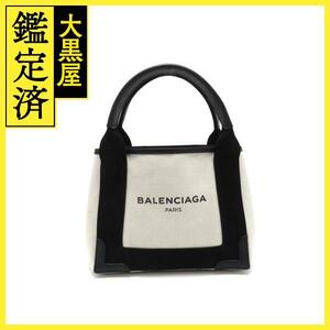 BALENCIAGA　バレンシアガ　バッグ　ネイビーカバスXS　ナチュラル/ブラック　キャンバス/レザー【431】2148103774508