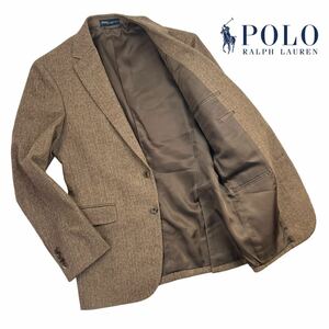 定価約10万 極美品 POLO BY RALPH LAUREN ポロ バイ ラルフローレン 2Bテーラードジャケット サイズA6/XL相当 ブラウン 秋冬モデル A2346