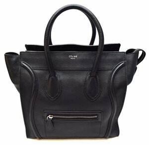 美品 CELINE セリーヌ 【レザー ラゲージ ミニショッパー ハンドバッグ ブラック】165213DRU.38NO ユニセックス