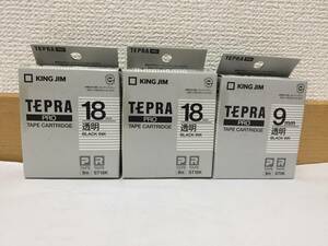 TEPRA　PRO　透明 18mm ２個　9ｍｍ　１個　黒文字 テプラカートリッジ テプラ　ST18K　ST9K