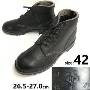 美品　欧州/ビンテージ品★フランス軍?/ミリタリー/オフィサーブーツ【42/26.5/black/黒】シボ革/Leather/Boots/service shoes◆pWB102-33