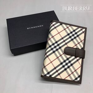 H■未使用■ BURBERRY バーバリー ニューチェックシリーズ ミニ システム手帳 ベルト付き ベージュ ブラウン 手帳カバー 6穴 箱付き