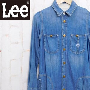 リーLee■デニムワンピース■デニムロングシャツ　長袖■80年代ビンテージ■レディース　デニムシャツ　長袖シャツ　※9n06094