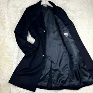 1円 美品 L~M ディオールオム DiorHomme チェスターコート ロングコート ロゴピンバッジ カシミヤ100% イタリア製 メンズ ブラック