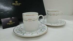 【菊水-10123】(RH)MIKIMOTO カップ＆ソーサー コーヒーカップ ２客セット 金彩 ペア デミタス（IS）