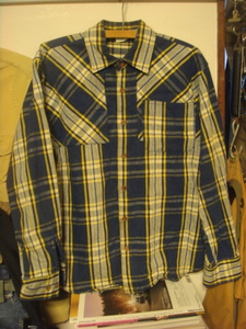 1908エルネストELNESTハンティング風ガチャポケ チェック織り ネルシャツ杢ウッドボタン