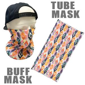 【メール便送料無料】ストレッチ素材チューブマスク『ホワイト　総柄』BUFF-WHGARA バフマスク　BUFF MASK バイク