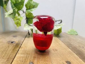 訳あり品　水中花 シフトノブ　薔薇一輪　赤