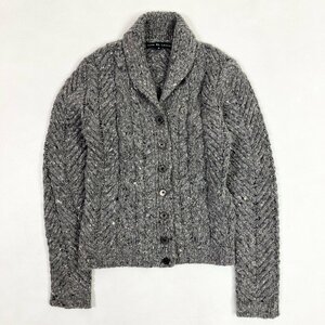 ◆ RALPH LAUREN ラルフローレン ショールカラー ケーブルニット カーディガン セーター カシミヤ混 グレー M レディース 古着 kag 0.47kg