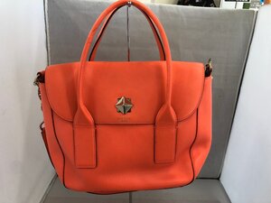 【KATE SPADE】ケイトスペード　2WAYバッグ　ネオンオレンジ　レザー　SY02-GCE